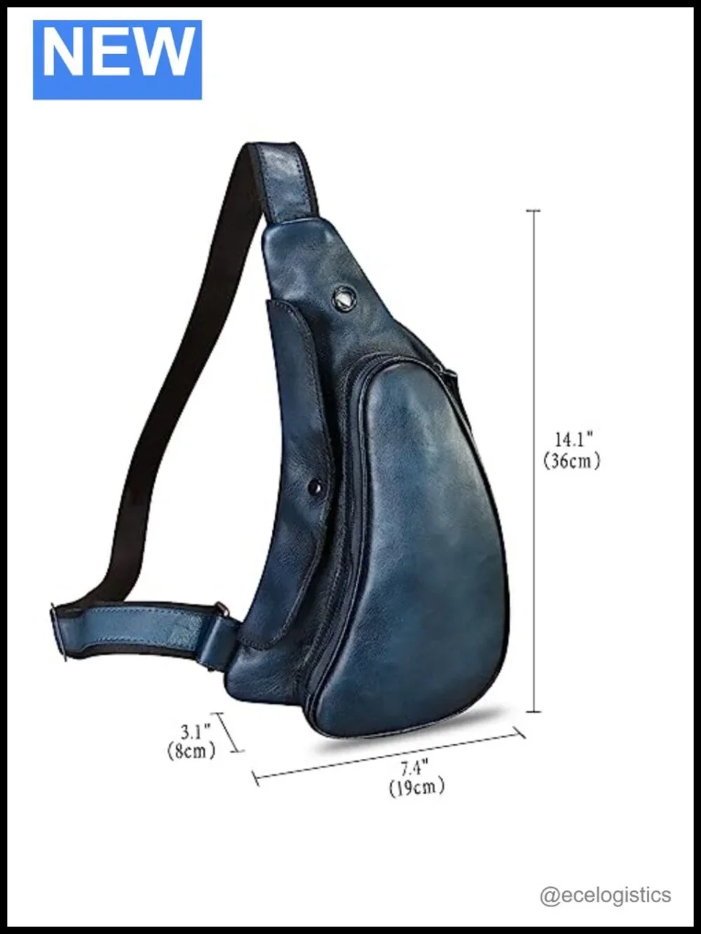 Genuine Leather Sling Bag Crossbody Backpack Handmade Chest Purse Cycling
